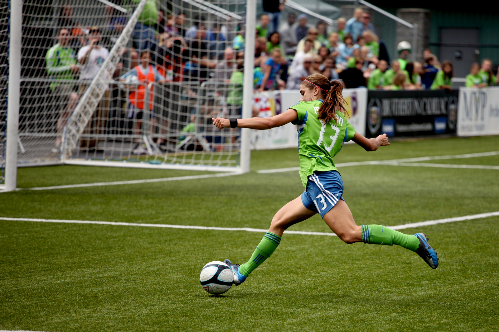 Alex Morgan Shooting for Soccer Goal